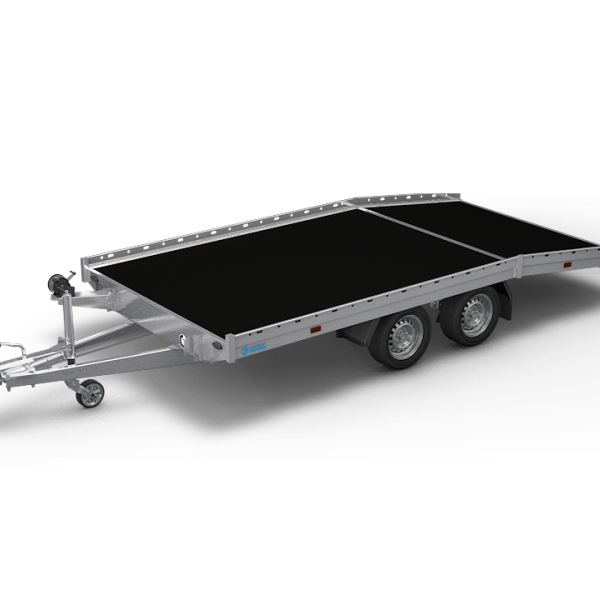Indigo HF-2 Transporter
Afgeschuinde achterzijde met een oprijhoek van minder dan 11 graden
Banden 195/50 R13 C
Vaste Combi Protect Rail aan zijkanten
Aluminium oprijbalken in lade inclusief U-aanleg
Lier met liersteun gemonteerd
Sterk opklapbaar steunwiel
Volledig gelast en volbad gegalvaniseerd chassis Tüv-gecertificeerd lading vastzetsysteem